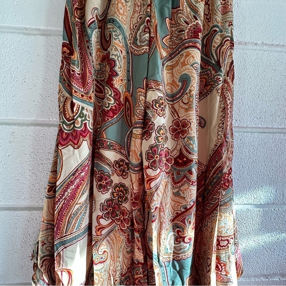 Wide Leg Pants Boho Chic Vintage Paisley Loose Fit Elegant Large Lightweight NEW - Picture 6 of 15